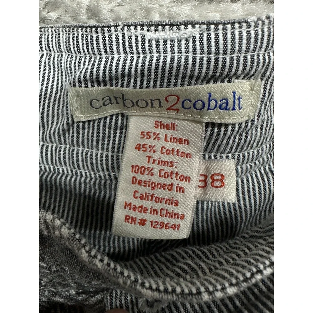 Carbon 2 Cobalt Shorts Mens 38 Black Palm Leaf Print Linen Blend Floral Hawaiian